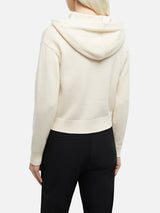 Damen-Strickkapuzenpullover in Off-White