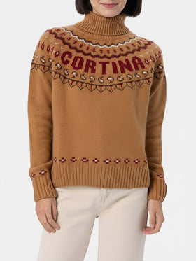 Maglione da donna in misto cashmere Meghan con jacquard nordico