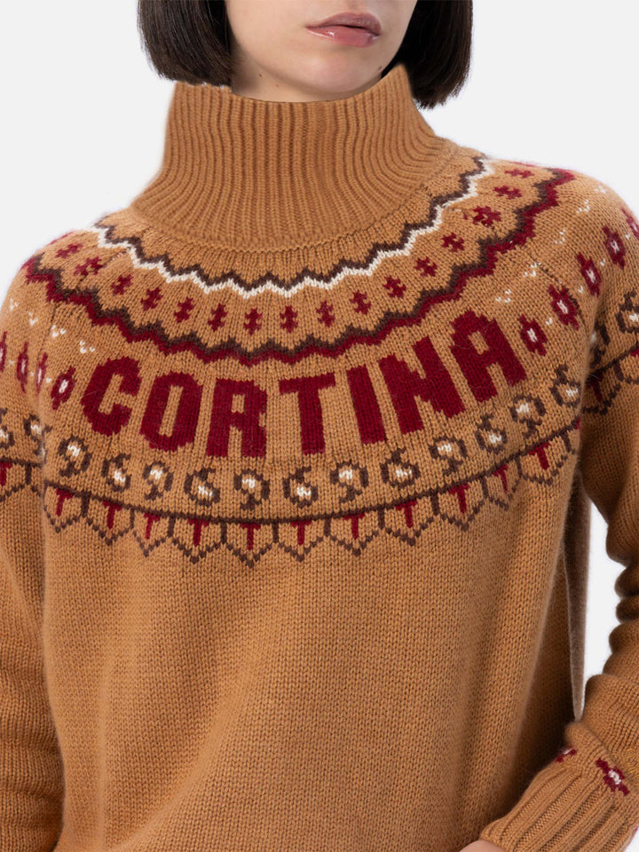 Maglione da donna in misto cashmere Meghan con jacquard nordico