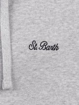 Man grey zipped and hooded sweatshirt with St. Barth embroidery