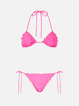 Bikini a triangolo classico rosa fluo da donna Sagittarius Miami