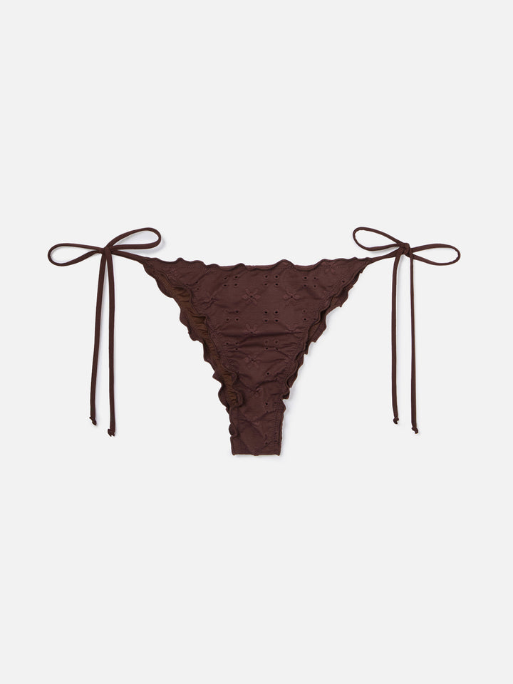 Miami brazilian bikini bottoms in brown sangallo fabric
