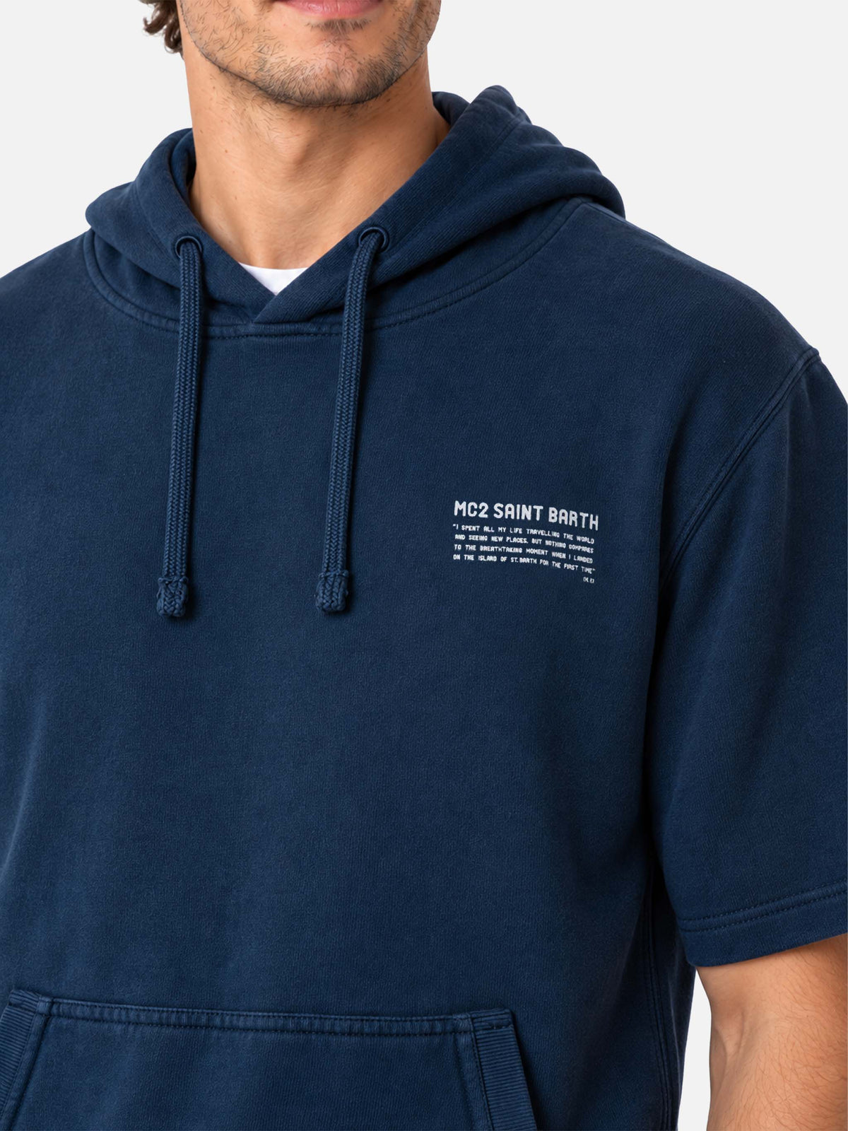 Sweat à capuche à manches courtes Mike navy 