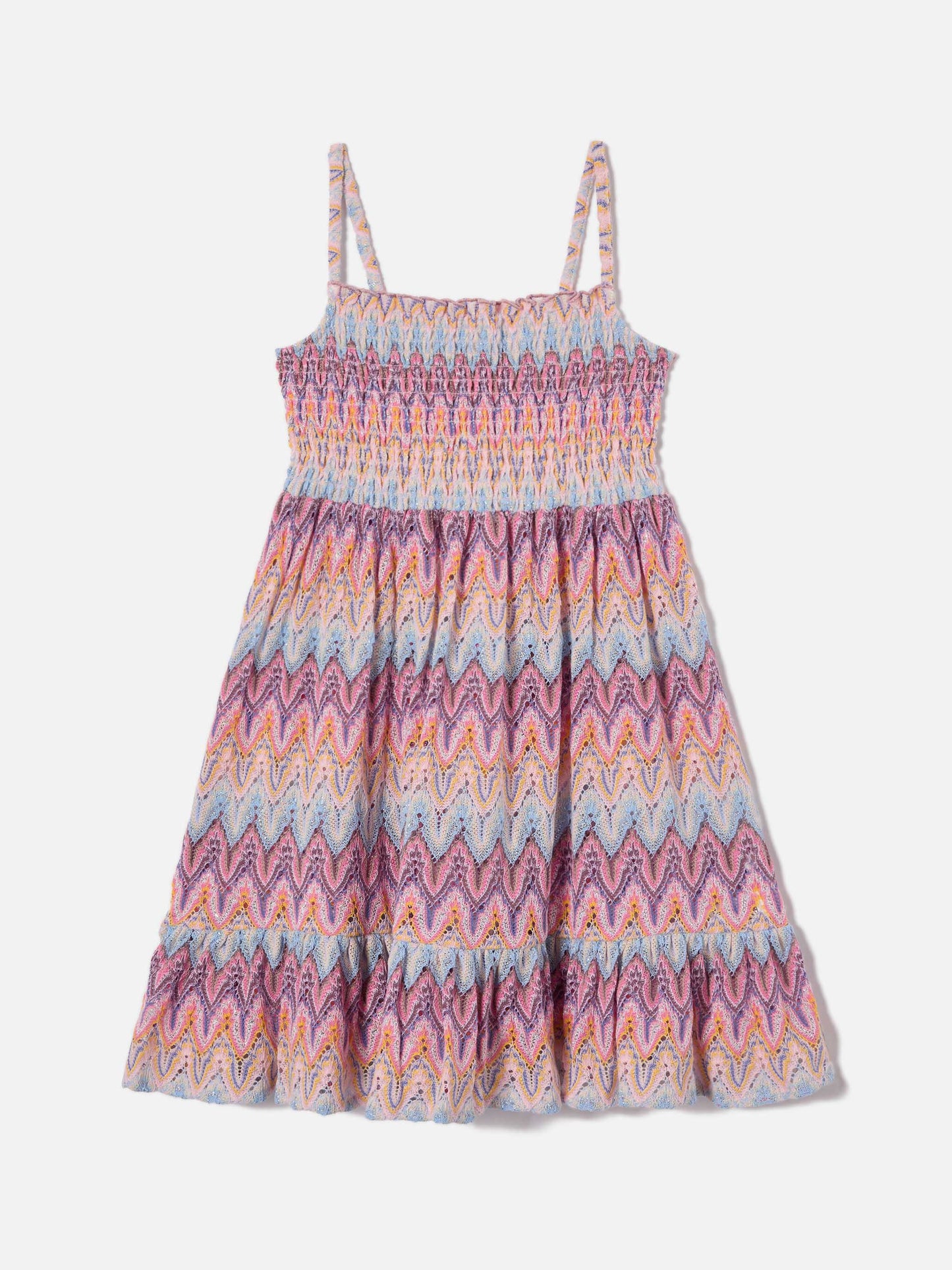 Miki raschel knit sundress with pastel flame pattern