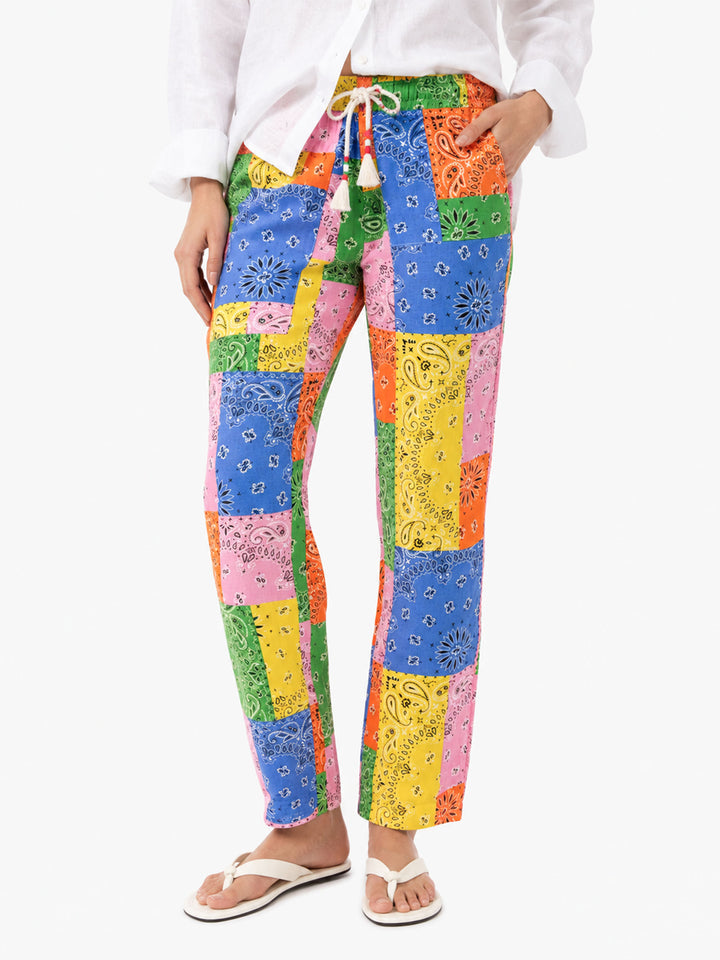 Millie multicolor bandana linen pants