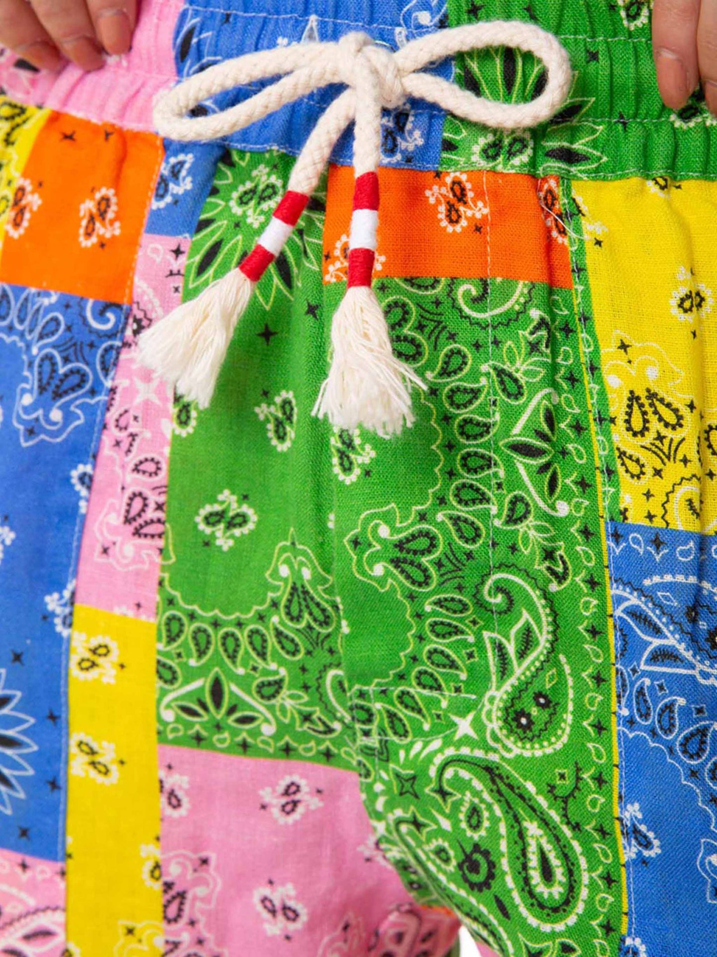 Pantaloni Millie in lino con stampa bandana multicolore