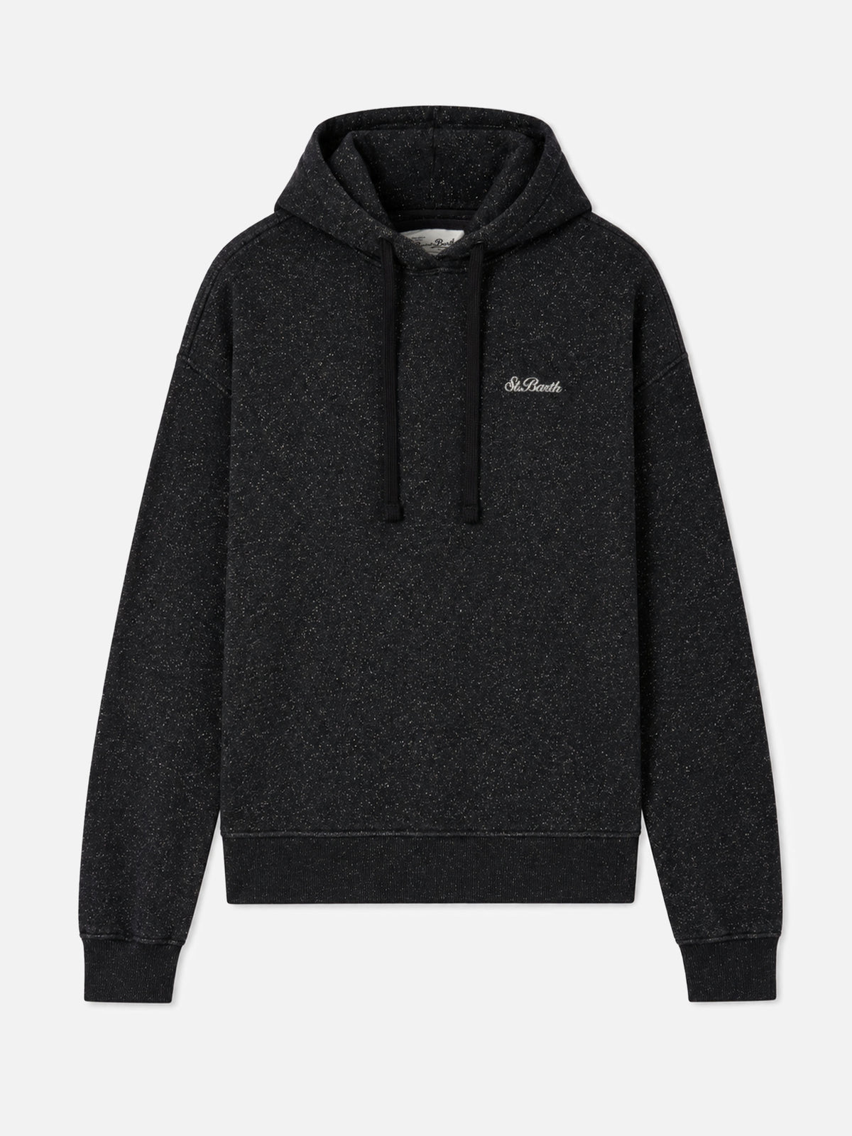Sudadera con capucha Mindy en mezcla de algodón-lúrex negro 