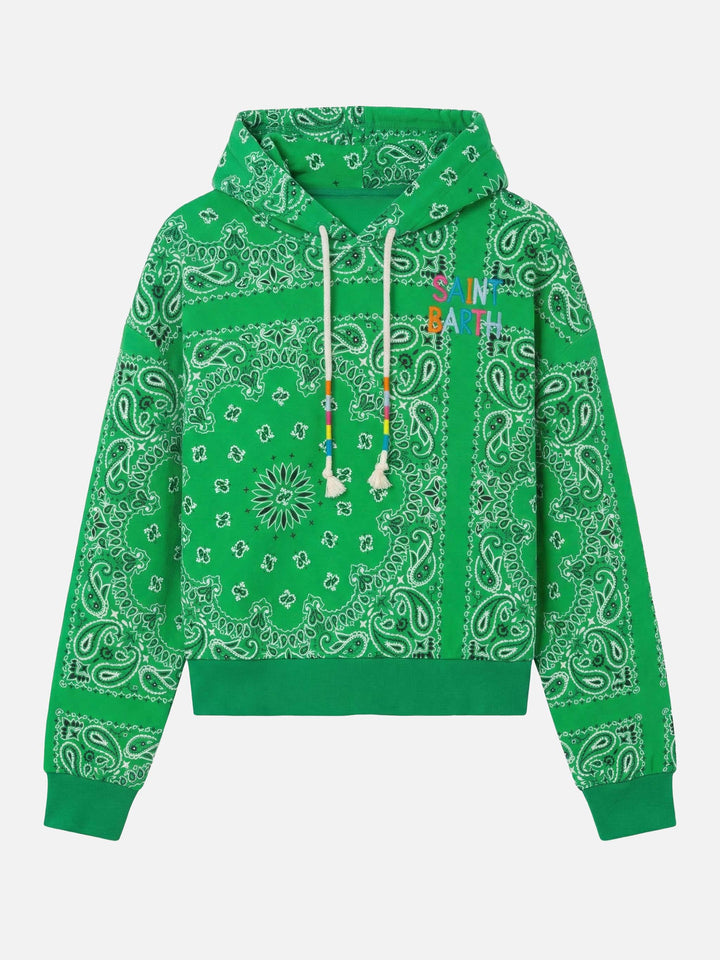Kapuzenpullover aus Baumwolle mit Bandana-Print