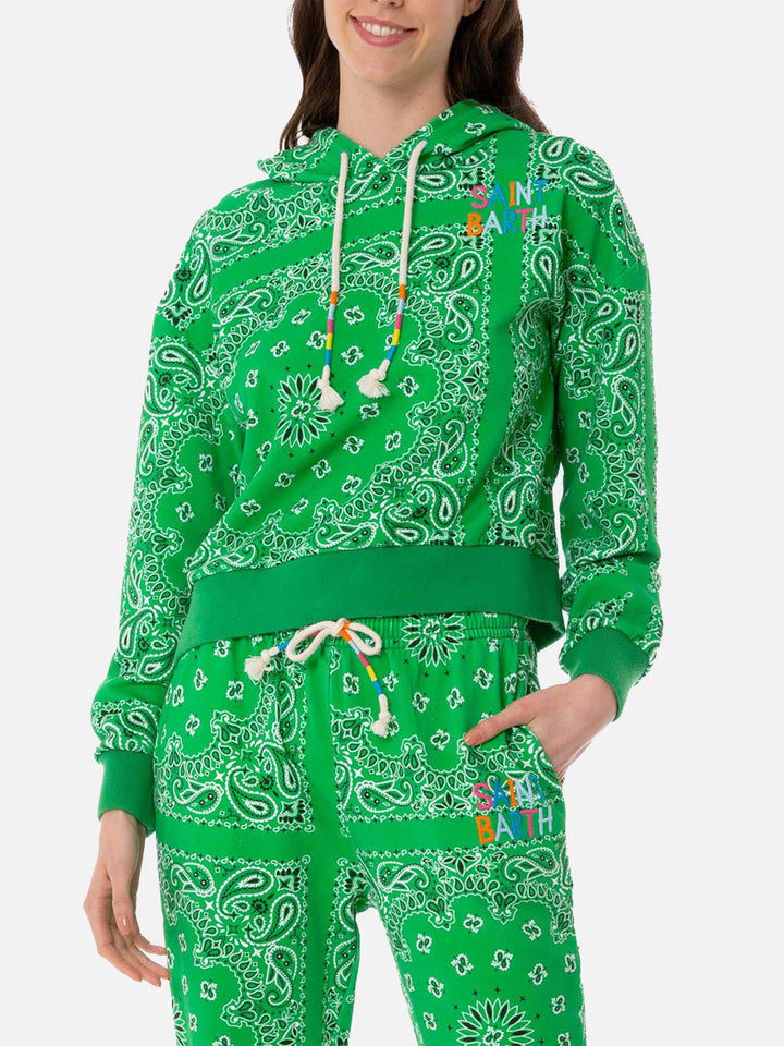 Kapuzenpullover aus Baumwolle mit Bandana-Print
