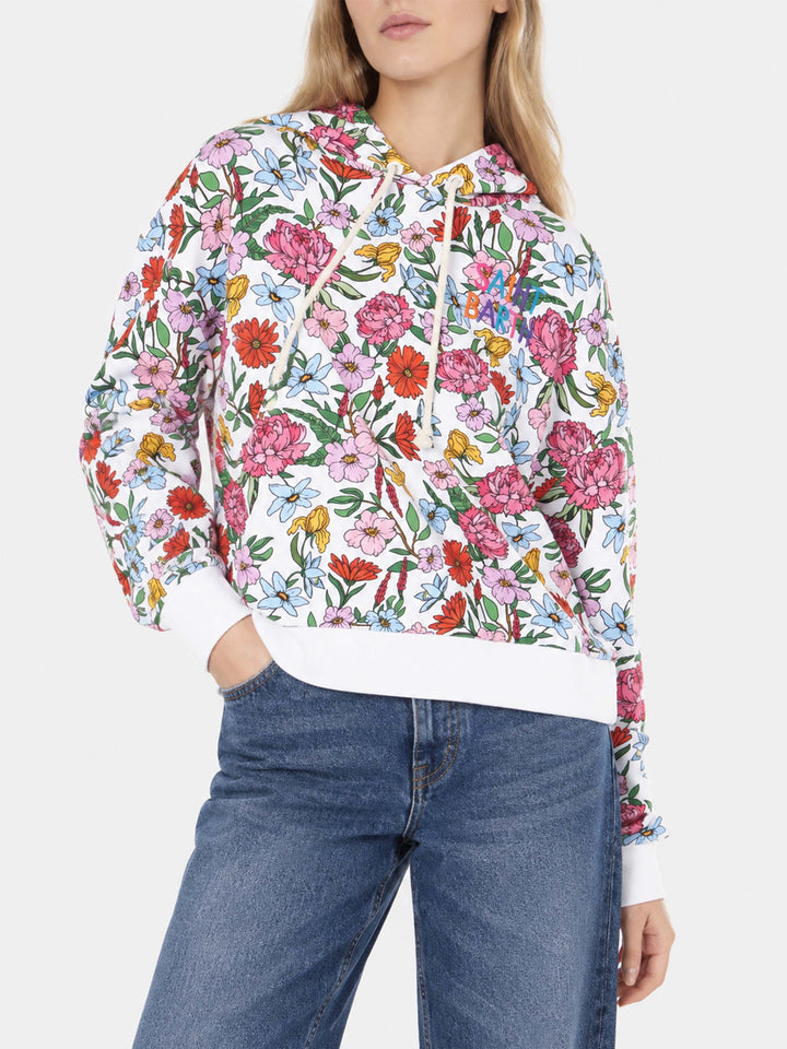 Sweat à capuche en coton avec imprimé floral 