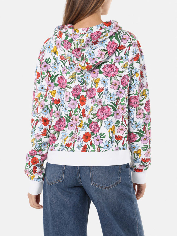 Sweat à capuche en coton avec imprimé floral 
