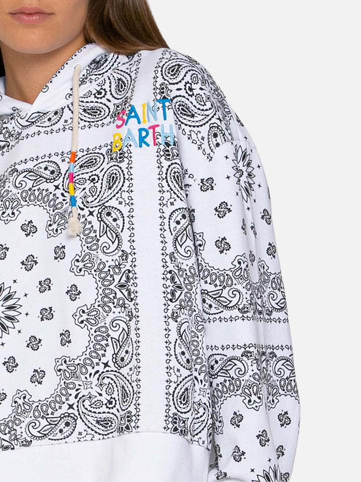 Bandana-Kapuzenpullover aus Baumwolle mit Saint-Barth-Stickerei
