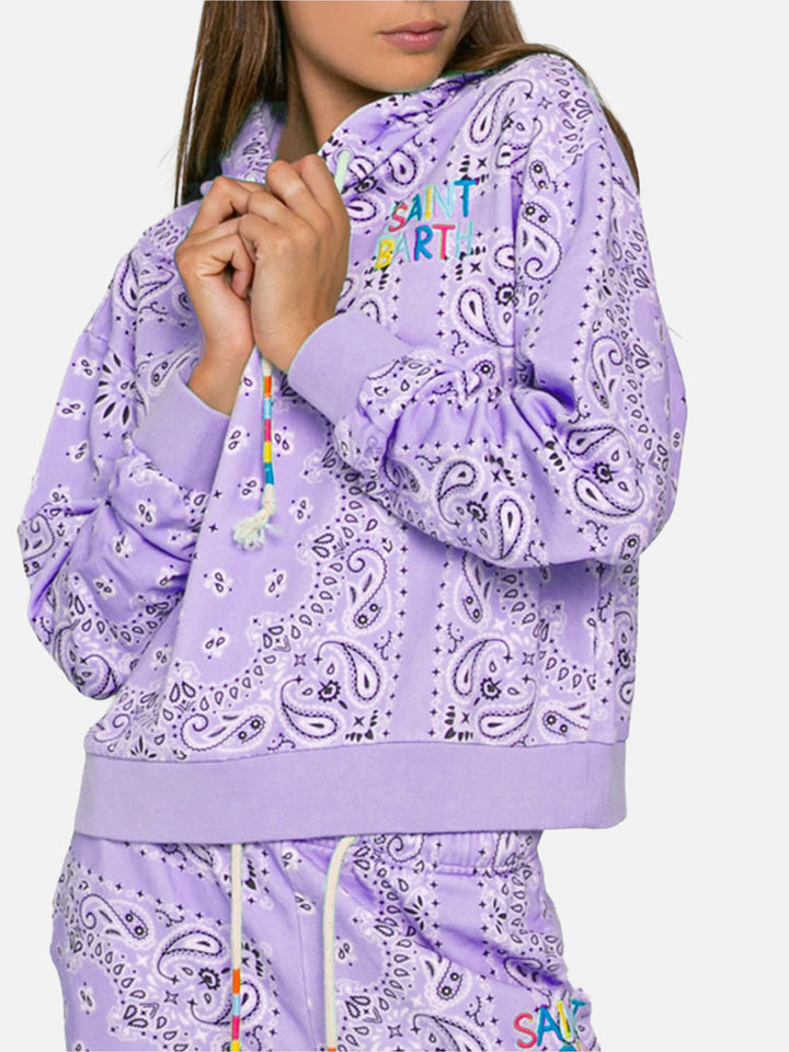 Bandana-Kapuzenpullover aus Baumwolle mit Saint-Barth-Stickerei