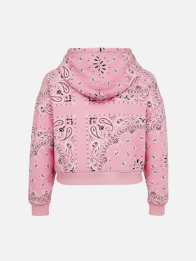 Cotton bandanna hoodie Mindy Jr with Saint Barth embroidery