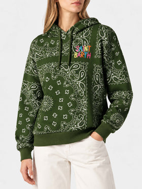 Sweat-shirt à capuche Green Mindy avec imprimé bandana 