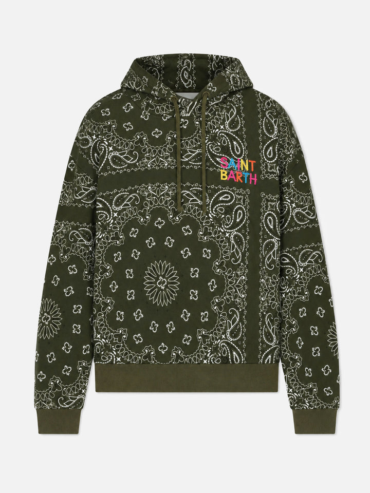 Grünes Mindy Kapuzensweatshirt mit Bandana-Print 