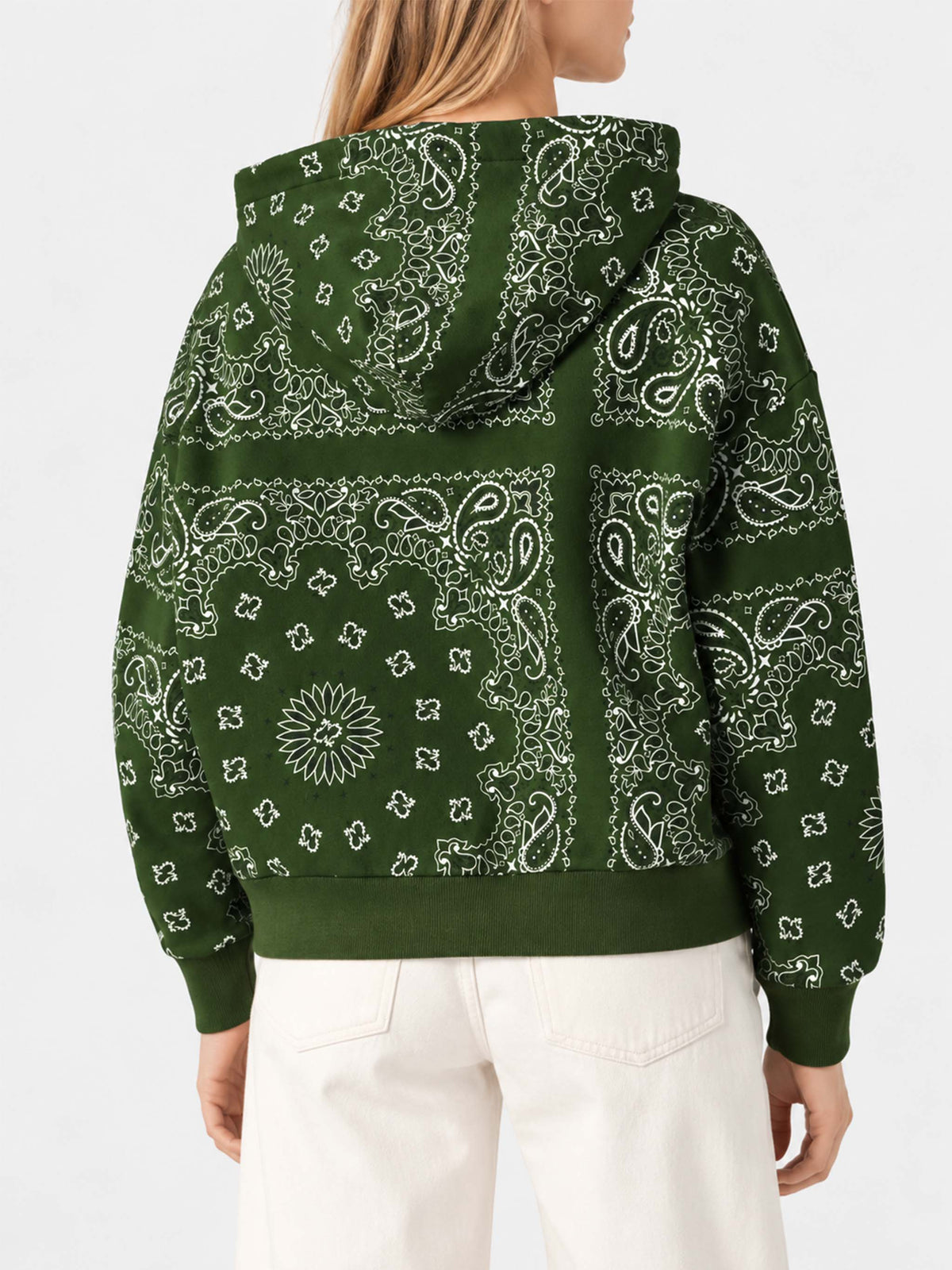 Sweat-shirt à capuche Green Mindy avec imprimé bandana 