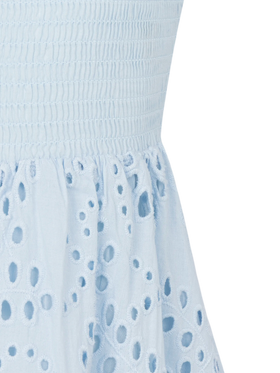 Miki hellblaues Strandkleid aus Sangallo-Spitze aus Baumwolle
