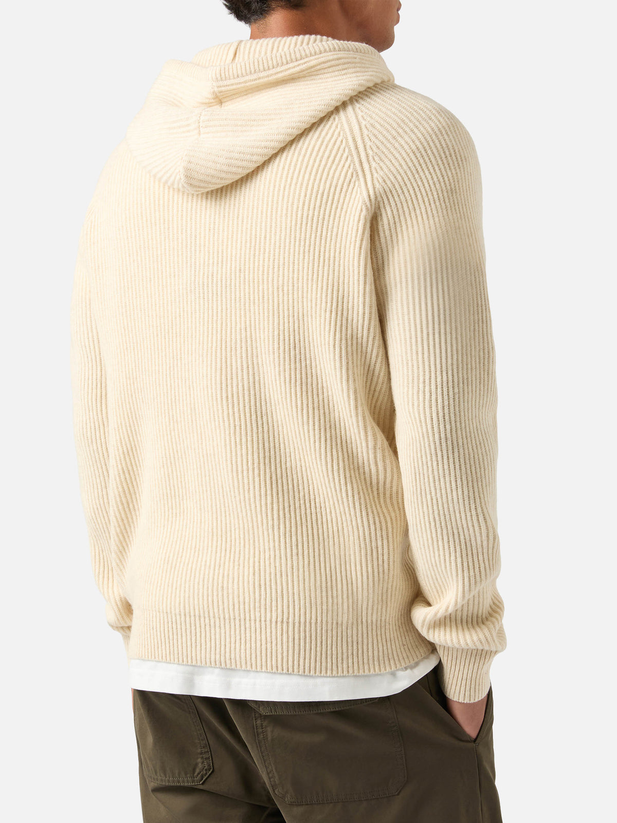 Maille à capuche Malcolm en laine beige avec zip intégral 