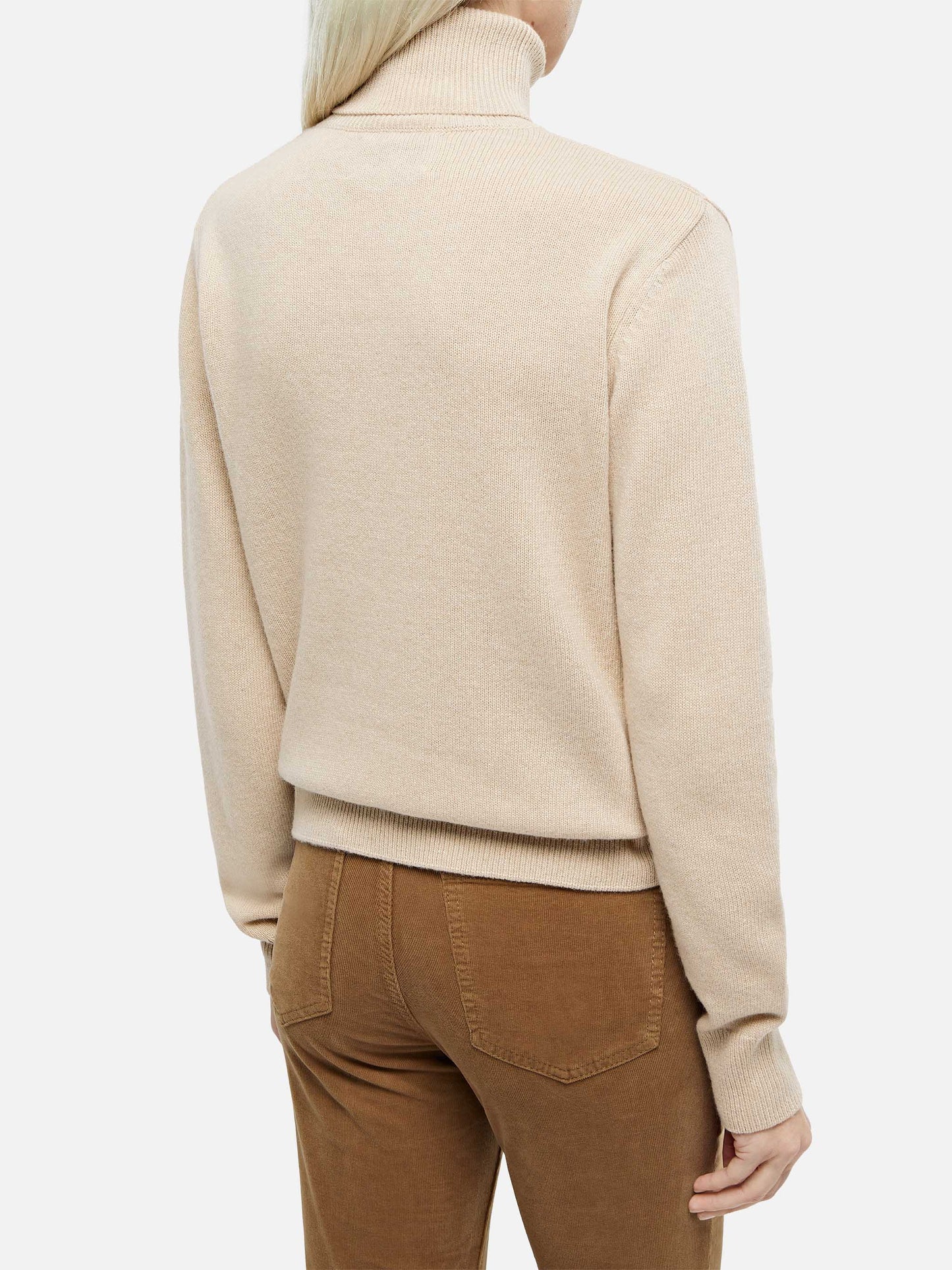 Beigefarbener Rollkragenpullover aus Kaschmirmischung Moody für Damen