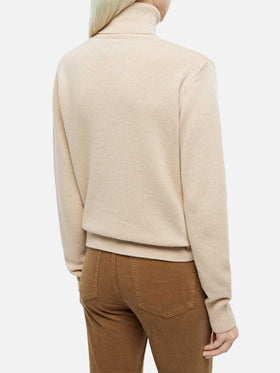 Beigefarbener Rollkragenpullover aus Kaschmirmischung Moody für Damen