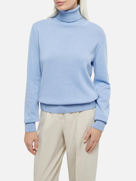 Light blue Moody fine-ribbed turtleneck sweater – MC2 Saint Barth