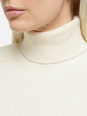 Weißer Rollkragenpullover aus Kaschmirmischung für Damen Moody