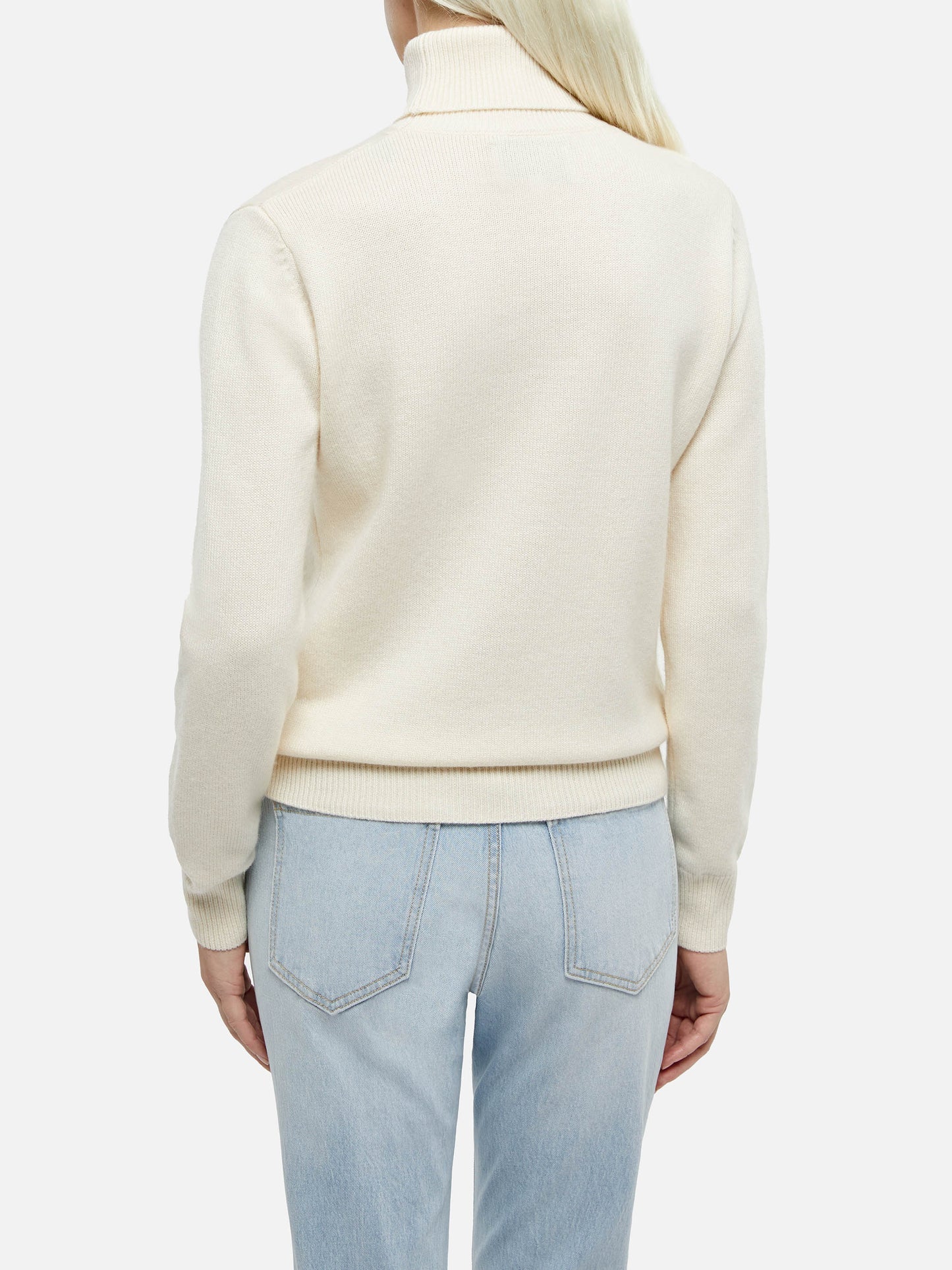 Weißer Rollkragenpullover aus Kaschmirmischung für Damen Moody