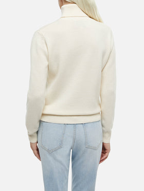 Weißer Rollkragenpullover aus Kaschmirmischung für Damen Moody