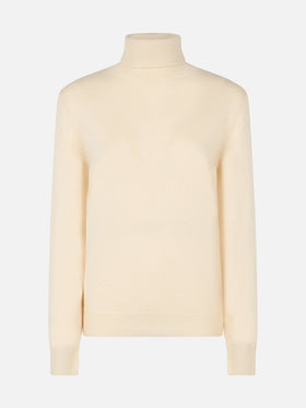 Weißer Rollkragenpullover aus Kaschmirmischung für Damen Moody