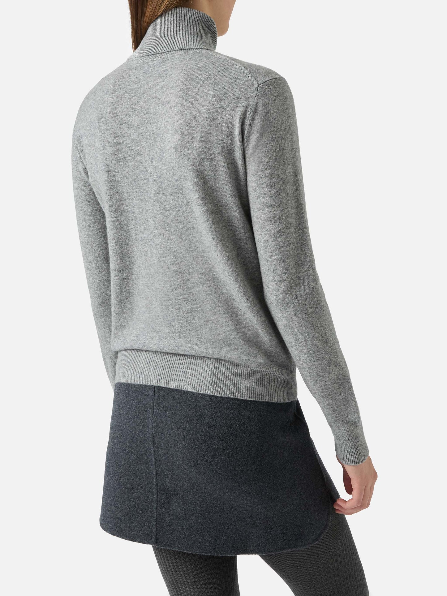 Moody turtleneck sweater in cashmere in grey melange with St. Barth embroidery