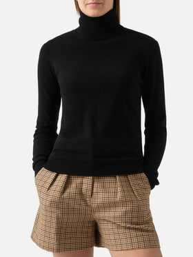 Moody turtleneck sweater in cashmere in black with St. Barth embroidery