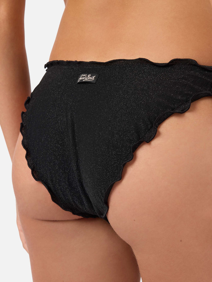 Classic Moon bikini bottoms in solid black lurex fabric