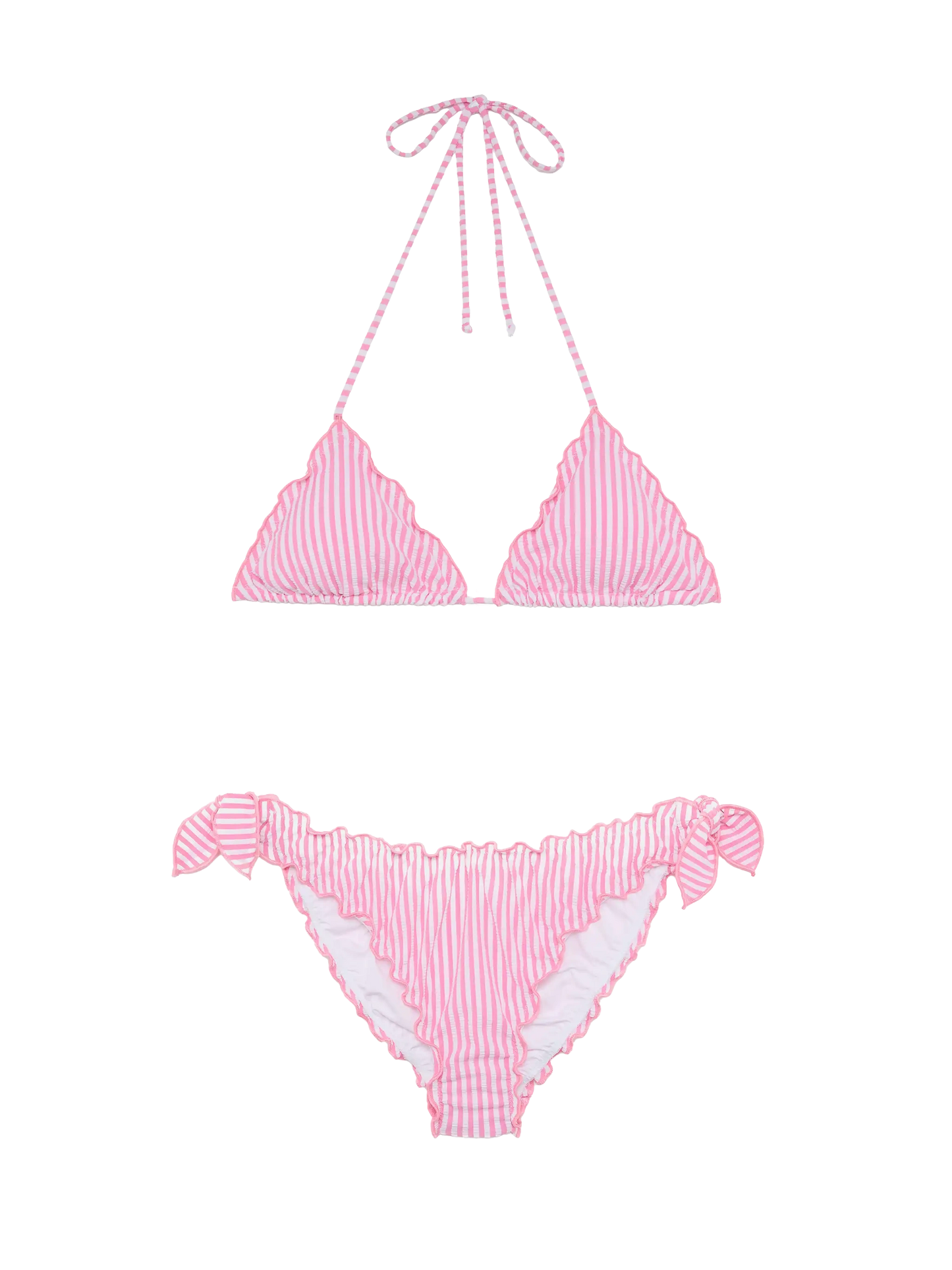 Bikini a triangolo classico Sagittarius Moon in seersucker con stampa a righe