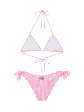 Bikini a triangolo classico Sagittarius Moon in seersucker con stampa a righe