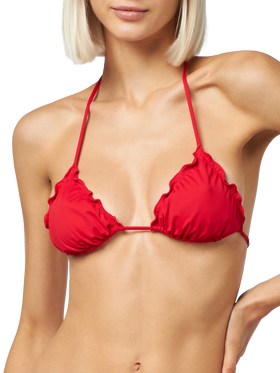 Woman red triangle beach top Sagittarius