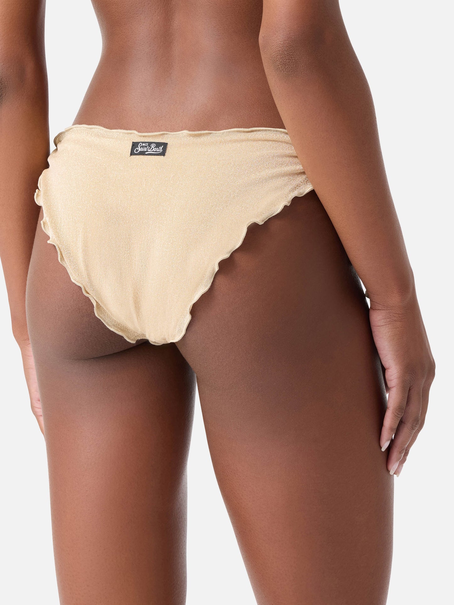 Damen-Bikini mit klassischem Triangel-Oberteil aus goldfarbenem Lurex Sagittarius Moon 