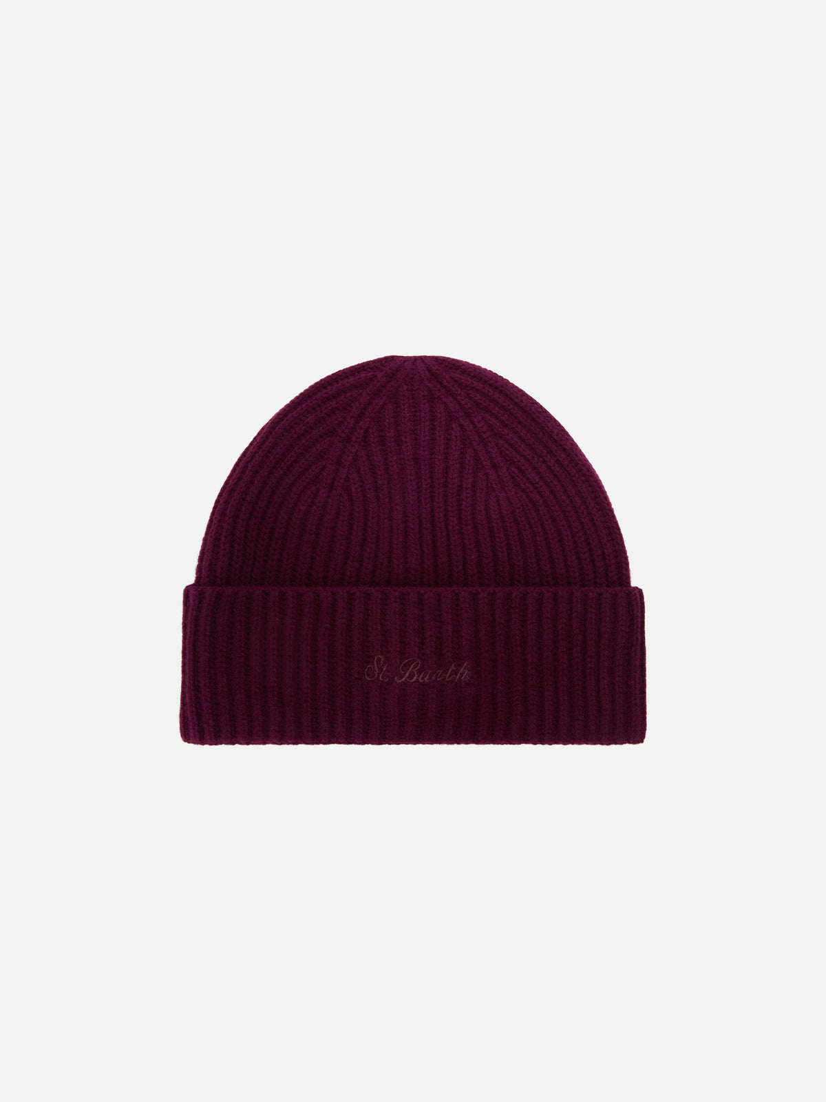 Gorro de lana Aubergine Moss con bordado del logo 