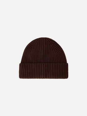Braune Wollmütze Brown Moss mit Logostickerei 
