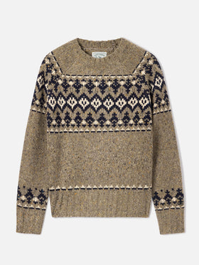 Merida Donegal wool blend crewneck knit with fair isle pattern