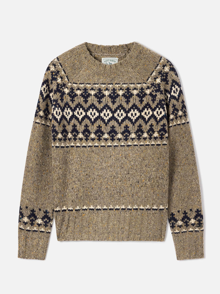 Pull ras-du-cou Merida en mélange de laine Donegal avec motif Fair Isle 