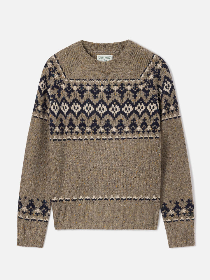 Jersey de cuello redondo Merida en mezcla de lana Donegal con motivo fair isle 