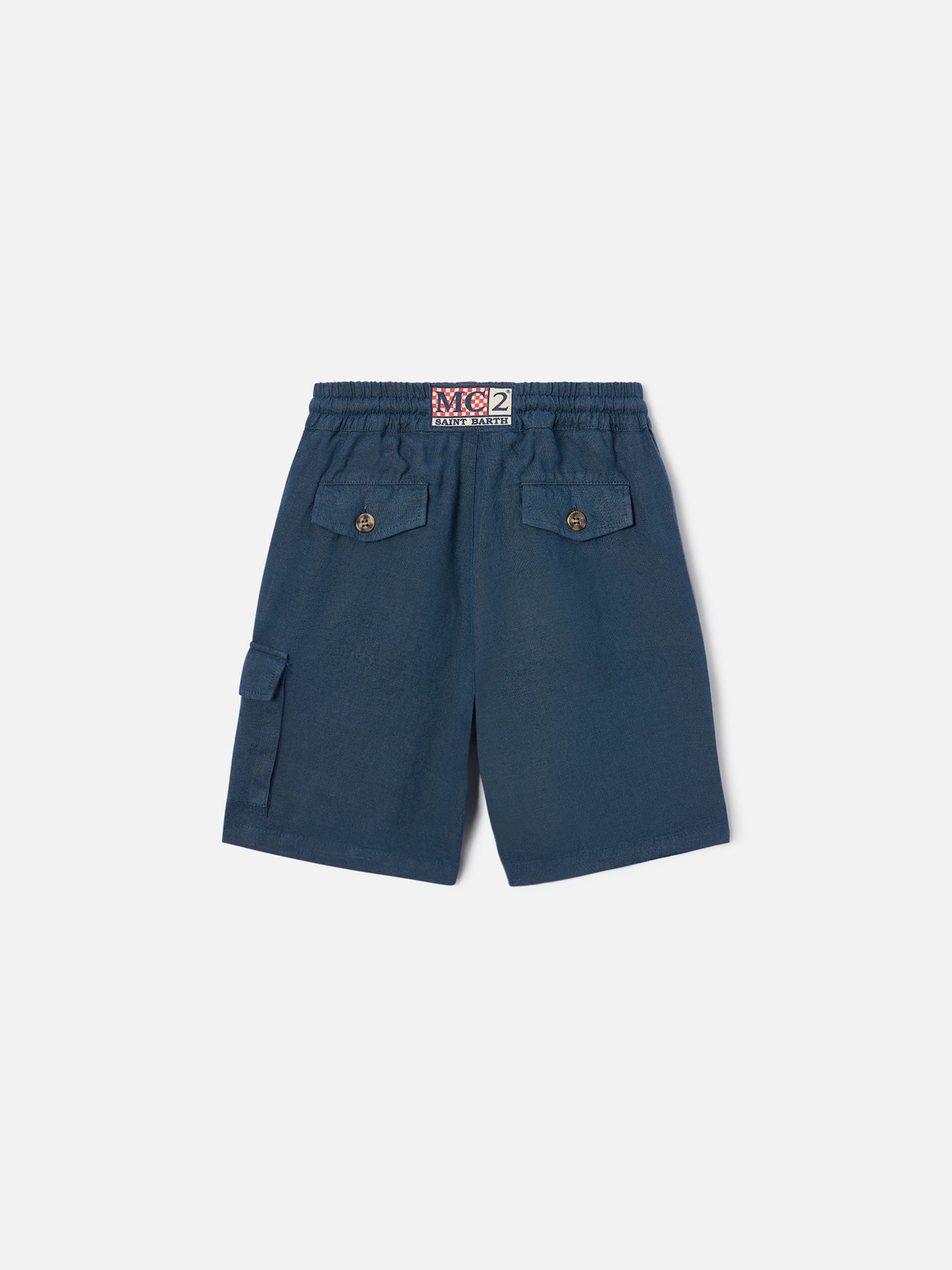 Marineblaue Bermuda-Shorts Marseille Jr aus Leinen 