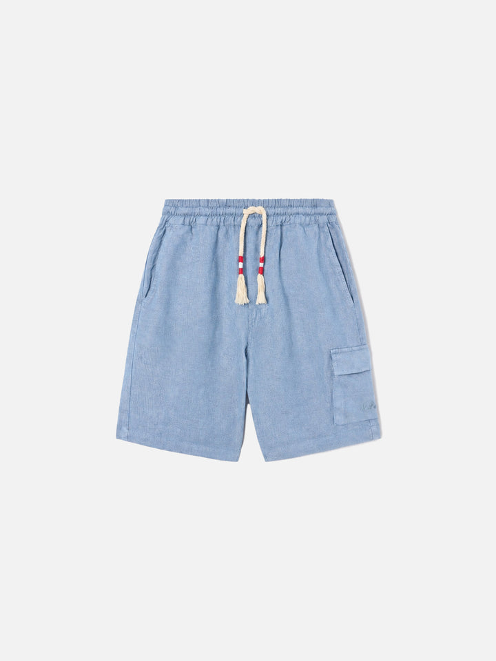 Short Bermuda Marseille Jr en chambray denim clair 