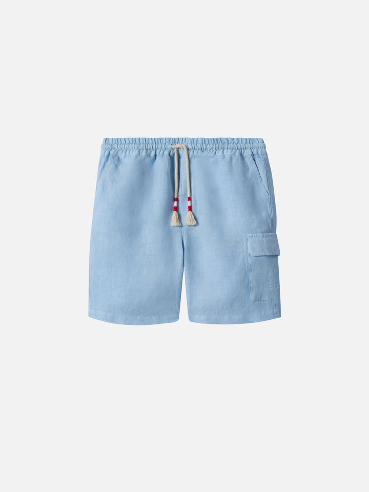 Shorts Marseille Jr in lino azzurro