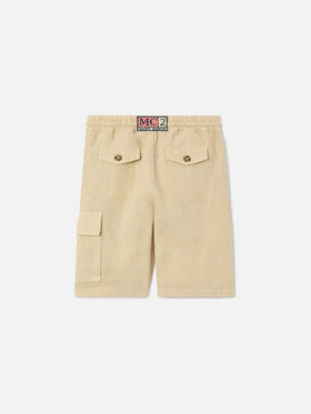 Beige Marseille Jr shorts in linen