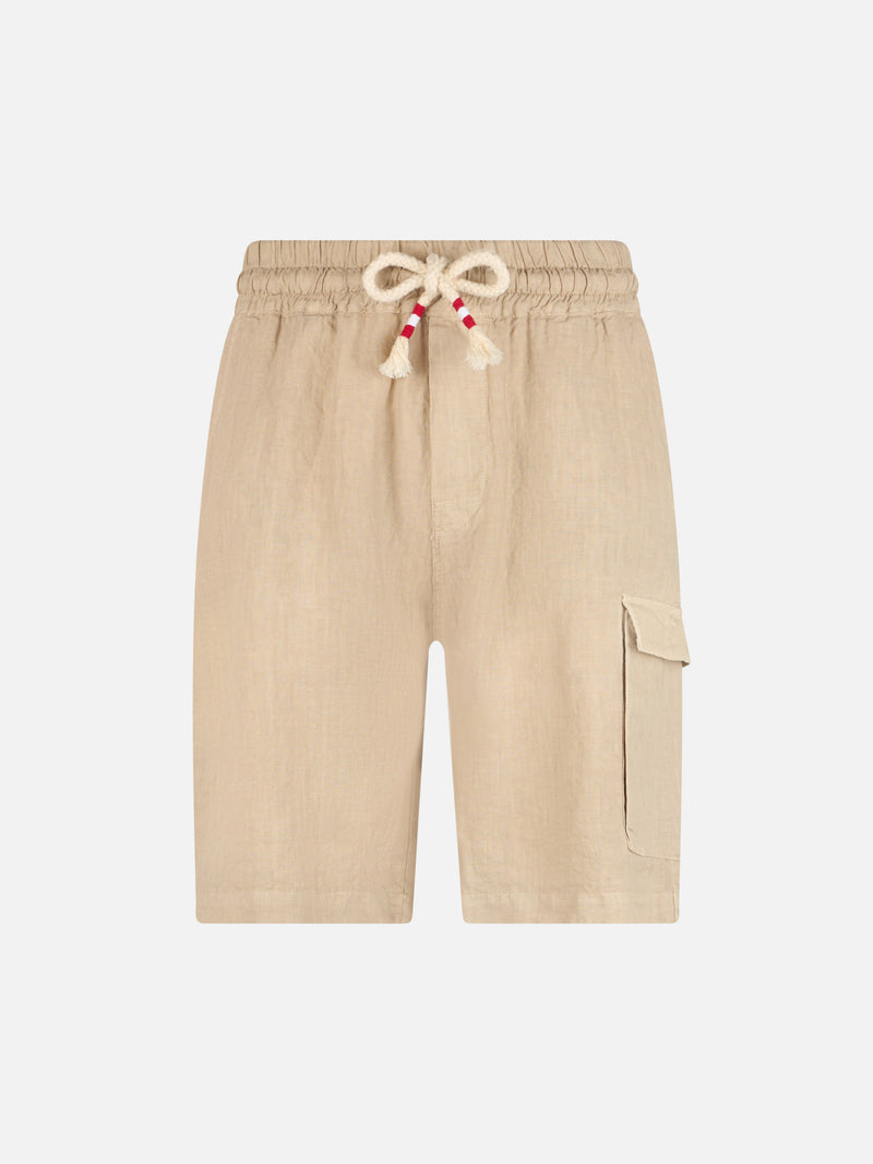 Man beige linen bermuda Marseille