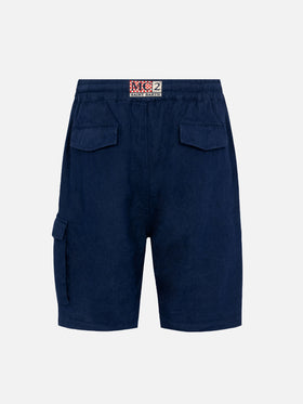 Herren-Bemuda aus marineblauem Leinen Marseille
