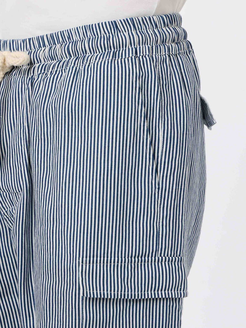 Man blue striped linen bermuda Marseille