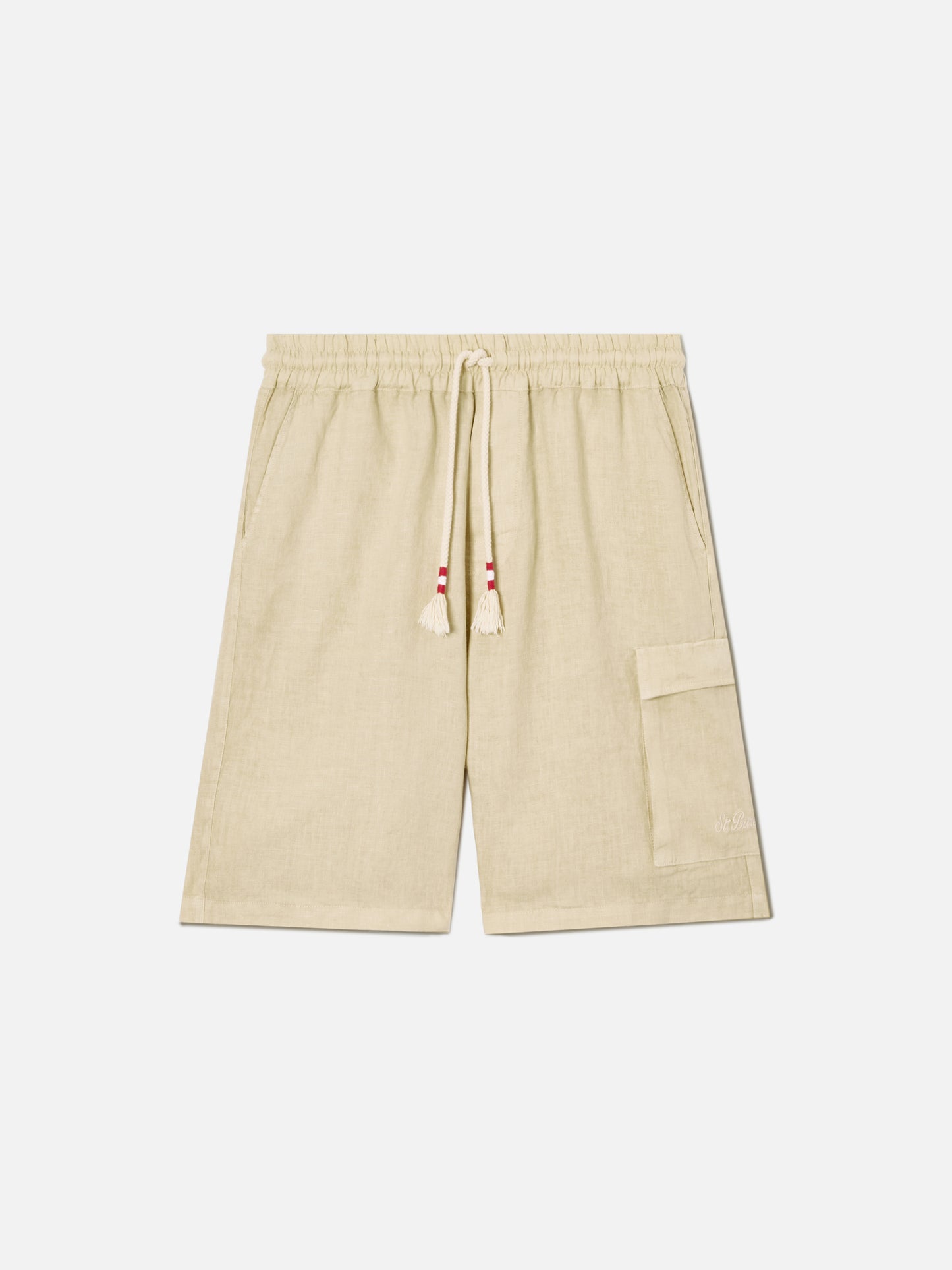 Marseille beige linen bermuda shorts in solid color